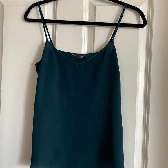 MASSIMO DUTTI CAMISOLE TOP HUNTER GREEN COLOUR ADJUSTABLE STRAPS SIZE 4 - Picture 3 of 3